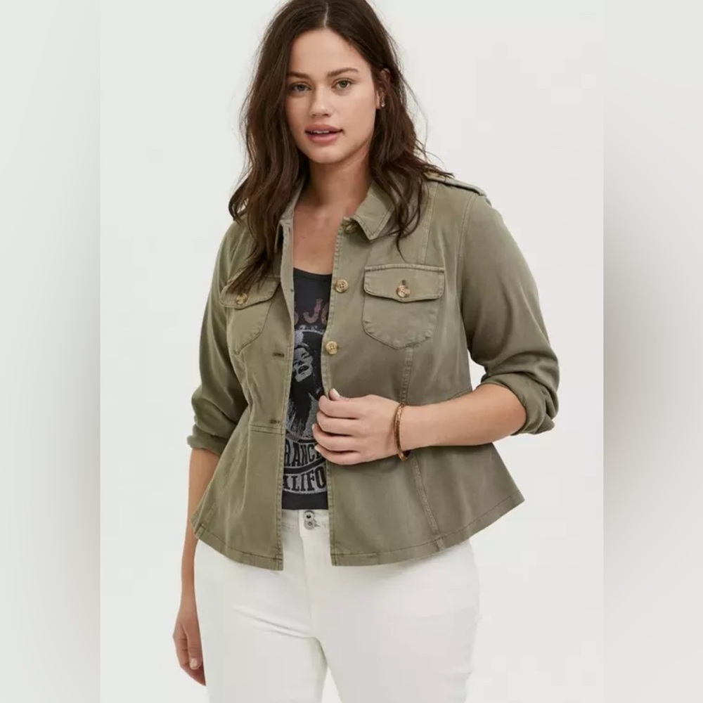 Torrid Twill Peplum Utility Jacket